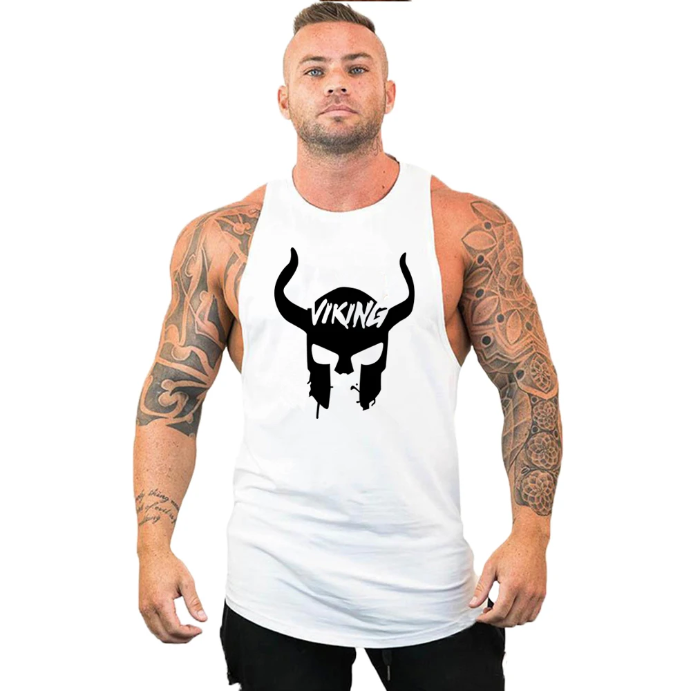 Viking Gym Bodybuilding Shirt Men Top for Fitness Sleeveless Sweatshirt Gym T-shirts Suspenders Man Men's Vest Stringer Tank top