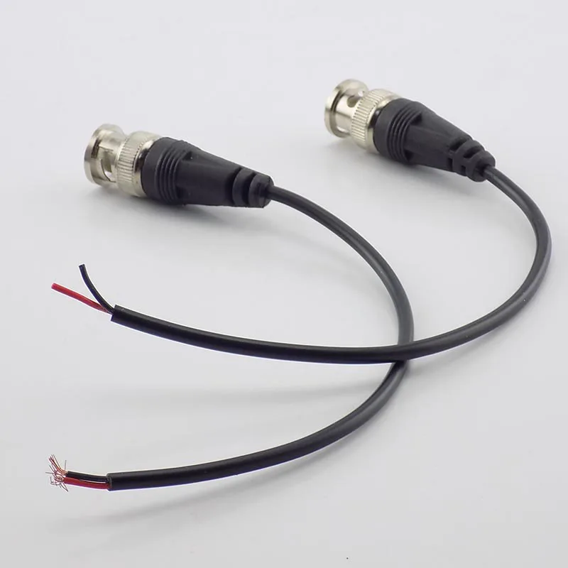 2Pcs BNC Connector Male to Double Female Plug DC Power Cable Pigtail Wire Adapter Line For CCTV Camera Home Security BNC Monitor