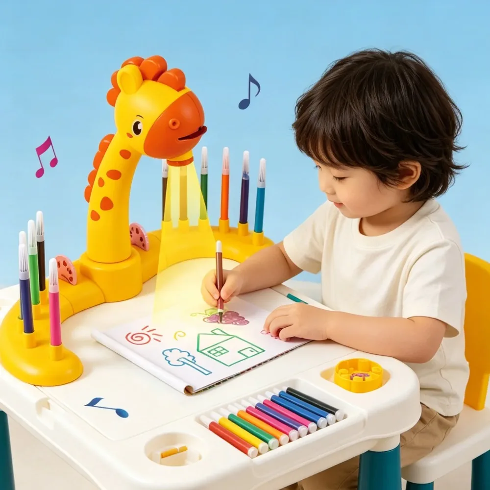 Multifunctional LED Projection Drawing Table Toy Complete Painting Set Educational Learning Board Creative Gift For Children