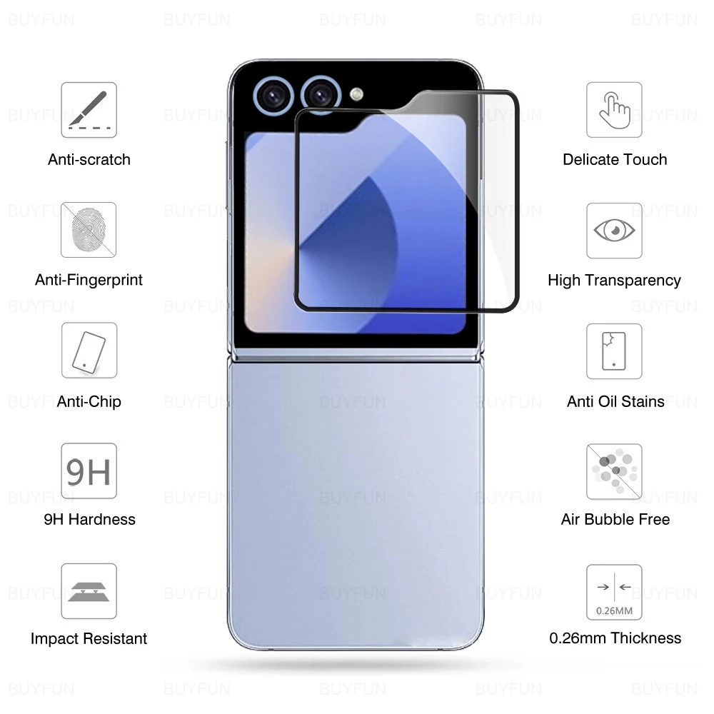 4-1pcs back protective glass For Z flip6 flip5 Black edge screen protector For Galaxy Z flip 6 5 ZFlip 6 5 5G phone film ZFlip6 image 2