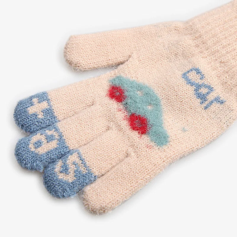 5 6 7 8 9 10 Years Old Kids Thick Knitted Gloves Warm Winter Gloves Children Stretch Mittens Boy Girl Fashion New 2024