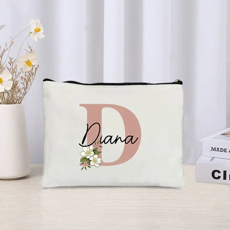 Personalized Name Customized Makeup Bag Bride Gift Female Travel Organizer Canvas Side Bag Lipstick Eyebrow Pencil Box Wallet