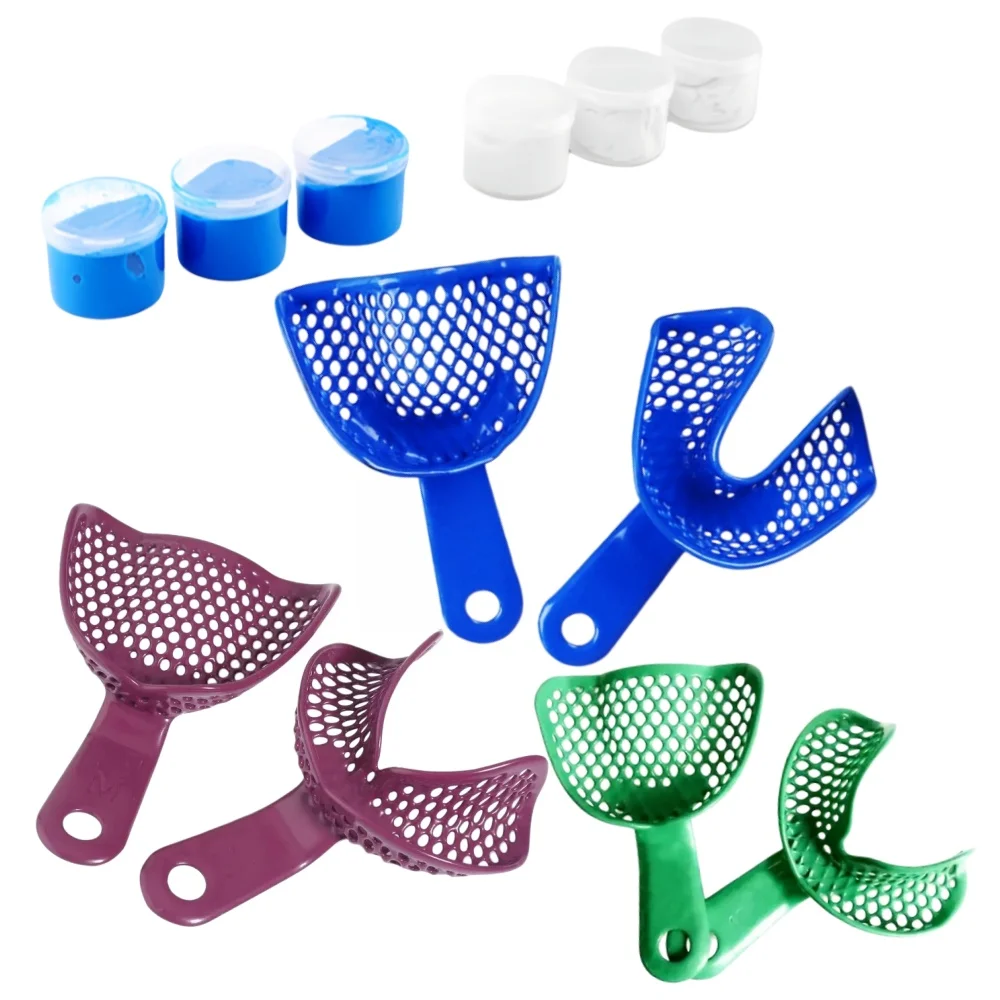 

Набор для снятия зубных отпечатков: 2 шт. силиконовых оттискных материалов (1:1) и 1 пара оттискных ложек S/M/L