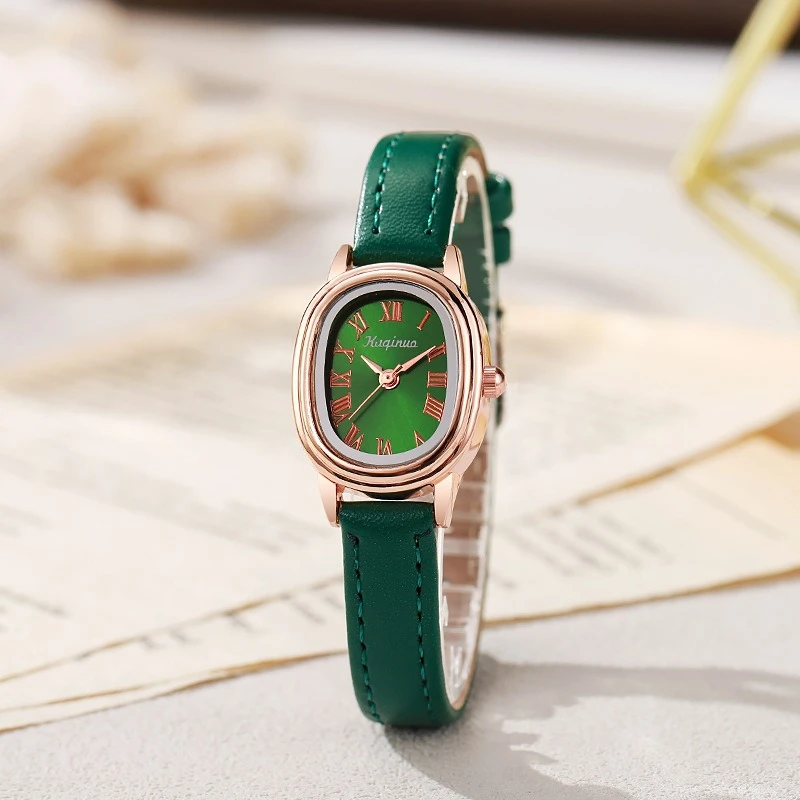 ساعة نسائية كورية نمط نسائي بيضاوي لوحة بسيطة حزام متخصص طالب مدمج شعور راقي