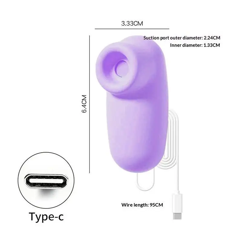 New 1 Set Soft Purple Silicone Suction Vibrator With Тypе-с Rechargeable Waterproof For Adult Personal Intimate Pleasure At Home view 6