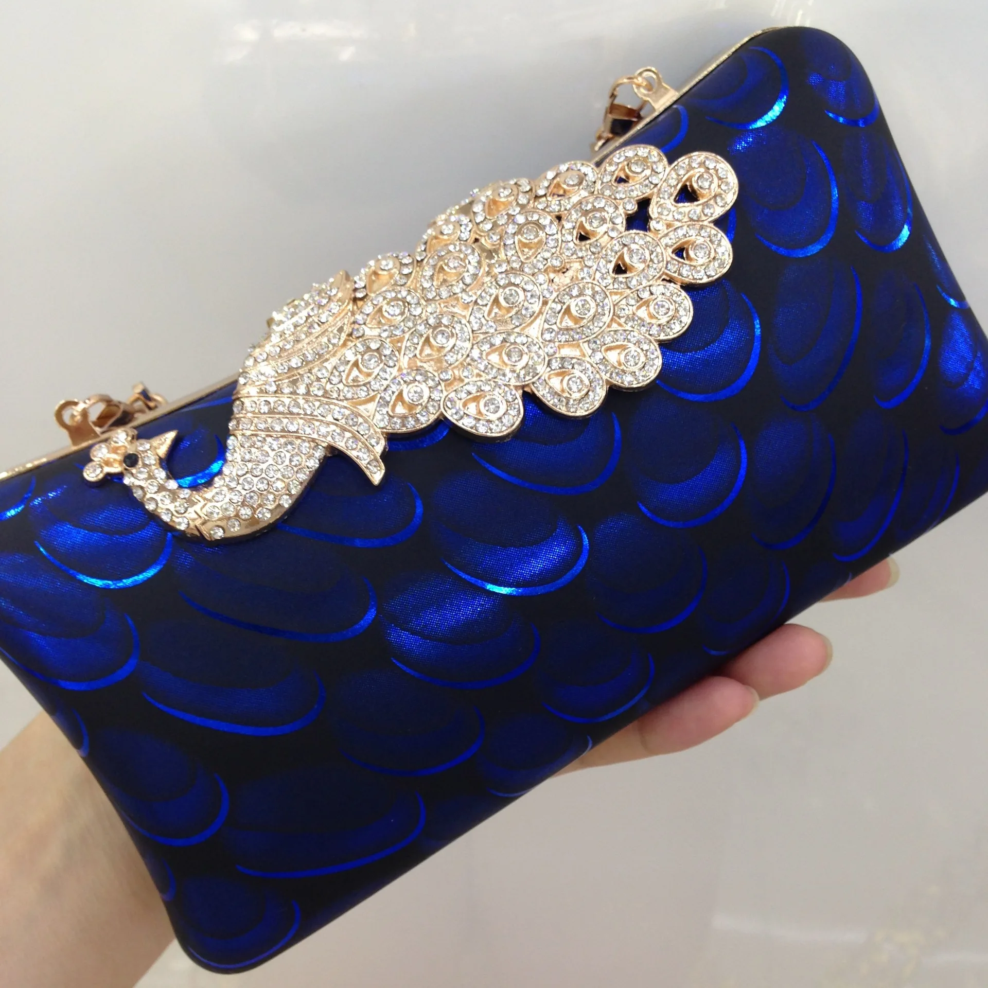 

Bag Woman Evening Cosmetic Clutche Mermaid Y2k New Diamond Inlaid Peacock Leather Dinner Party Banquet Fashion Wedding Purses