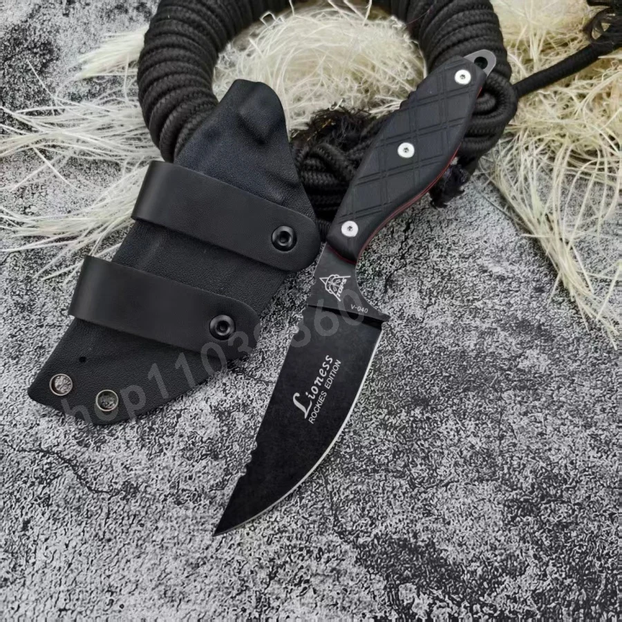 

TO.PS V040 Outdoor Small Straight Knife - 8Cr13Mov Blade G10 Handle Portable Outdoor Tool Knife with Hunting Function Man's Gift