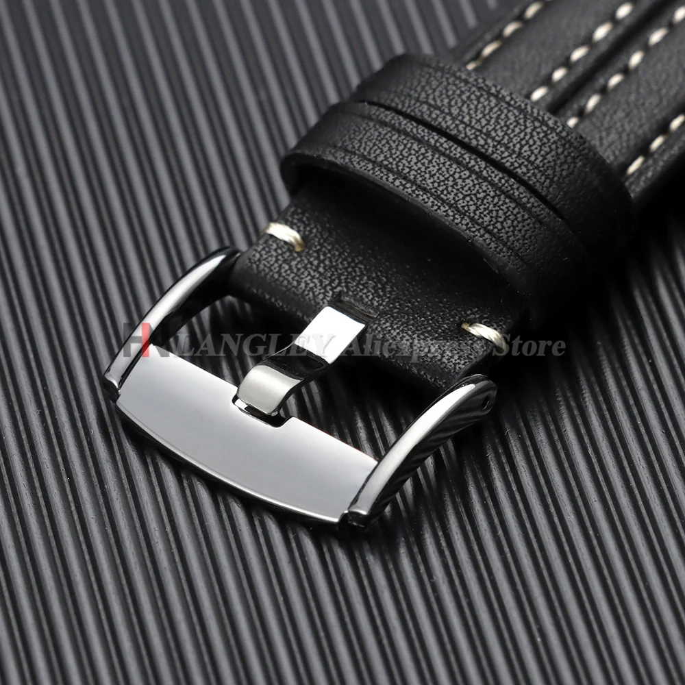 Vintage Leather Watch Band 22mm Handmade Stitching Cowhide Strap for Omega for Seiko Smartwatch Business Wristband for Men Women