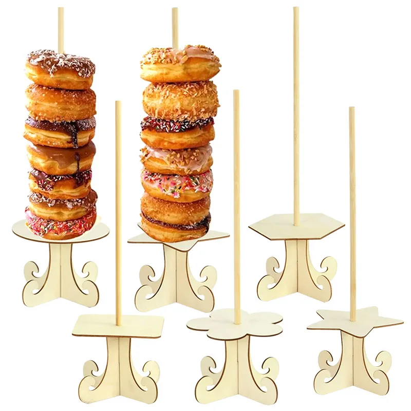 Wedding Donut Stands Doughnut Wooden Display Rack Donut Wall Holder For Kids Birthday Baby Shower Party Dessert Table Decor Xmas