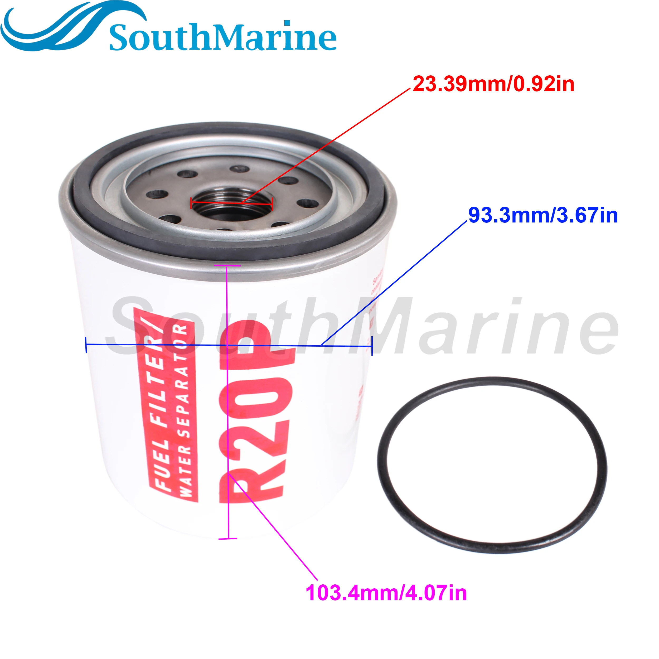 Mathiateur de Filtre à Carburant et d'Eau pour Moteur de Bateau, R20P 33614 18-99200 152, Série 230R Spin-On, 30 Microns