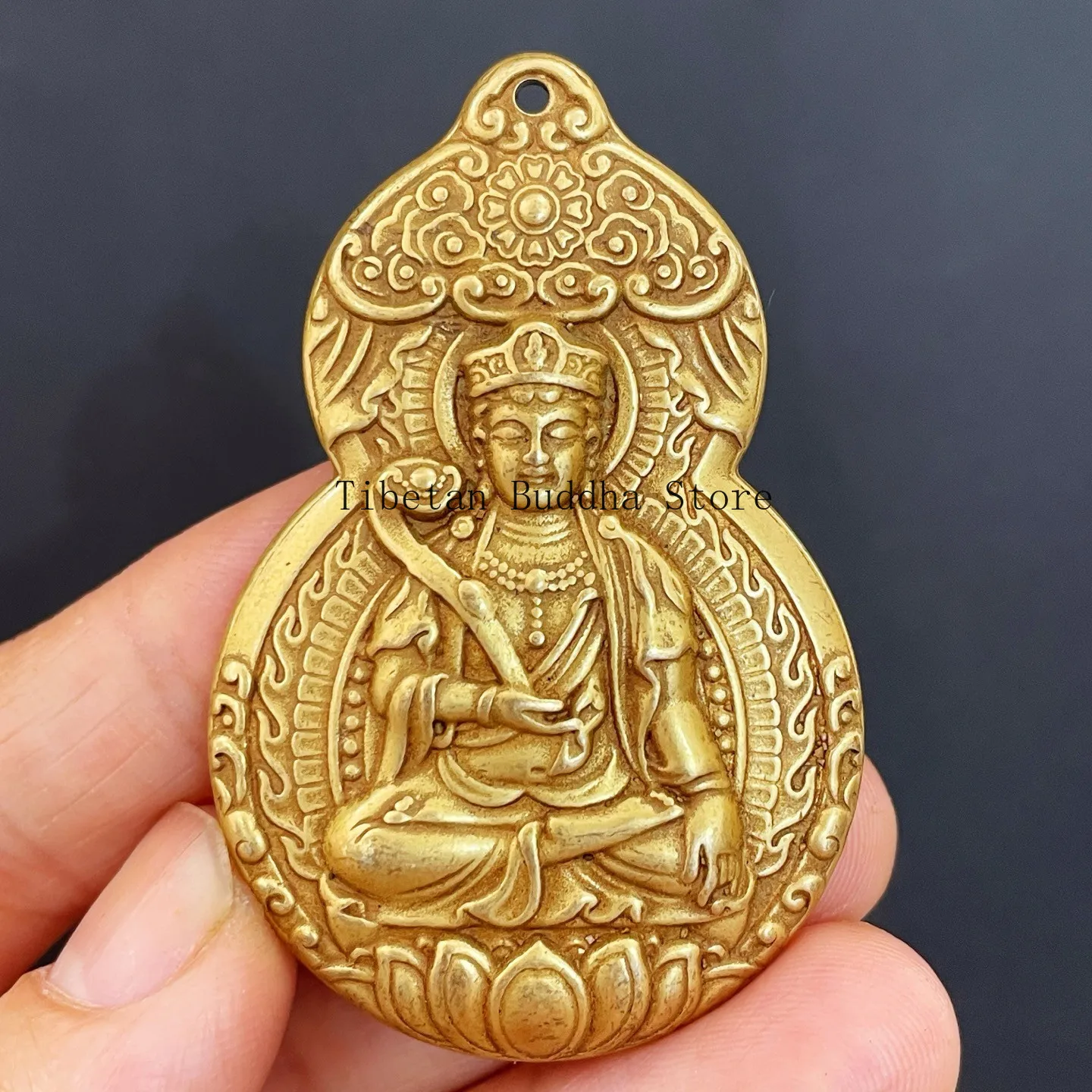 Tibet Buddhism temple bronze Kwan-yin Goddess tara Buddha Thangka amulet pendant