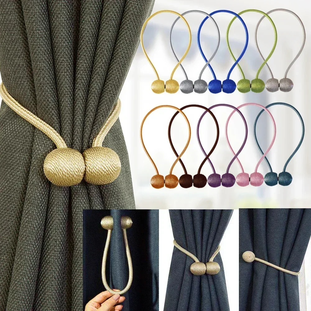 2Pcs Magnetic Curtain Tieback High Quality Clip Curtains Buckle Holder Decorative Home Polyester Curtains Accessories