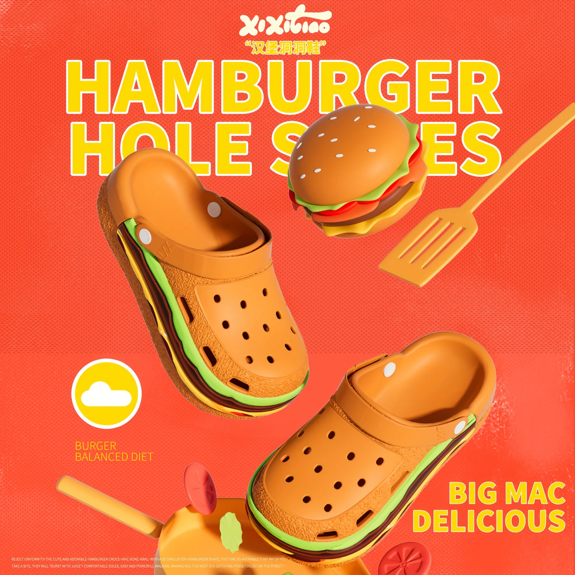 Women Summer funny Burger Platform Slides Food Design Chunky Thick Sole Clogs Breathable Hollow Casual Beach Sandals Slippers image 3