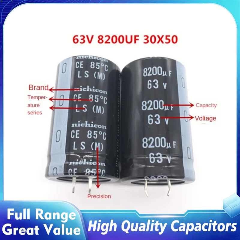 1PCS-20PCS 63V8200UF 30X50 Nippon Electrolytic Capacitor 8200UF 63V 30 * 50 Original