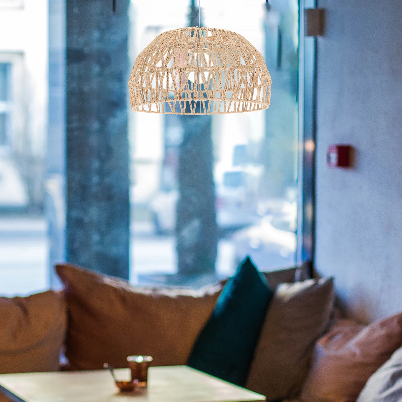 Rattan Paper Rope Lampshade Small Barrel Cover for Ch Desk Replacement Light Accessories Kitchen Dining Room Cafe Living