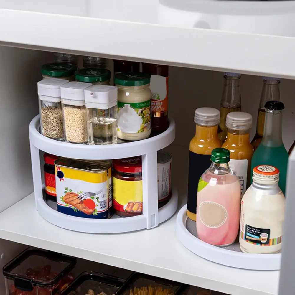 Storage Tray Non-slip Spice Rack Large Capacity Round Kitchen Seasoning Organizer Turntable Household Rotating Organizer