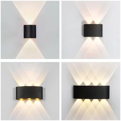 Lámpara LED de pared IP65 para exteriores, iluminación de jardín impermeable, AC86-265 de aluminio para interiores, dormitorio, sala de estar, escaleras