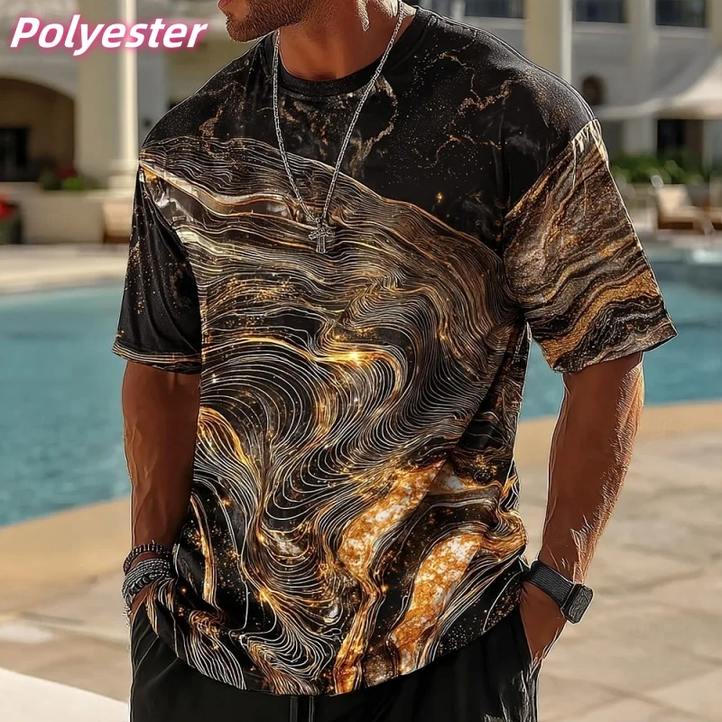 Texture Stripe 3D Printed T-shirt For Men Exquisite Colorful Pattern Tees Summer Casual O-Neck Short-sleeved T Shirts Street Top