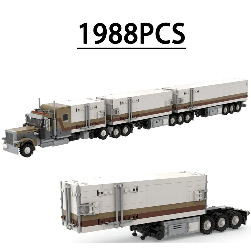 Classic Building Block Custom Truck Double Train Connected Model 1988Pieces Birthday Fun DIY Toy Holiday Christmas New Year Gift