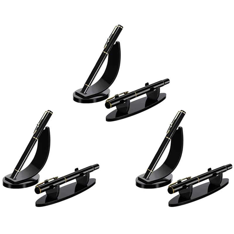 

6 Pieces Acrylic Pen Holder Display Stand Pencil Display Holder Fountain Pen Ballpoint Pen Display Rack (Black)