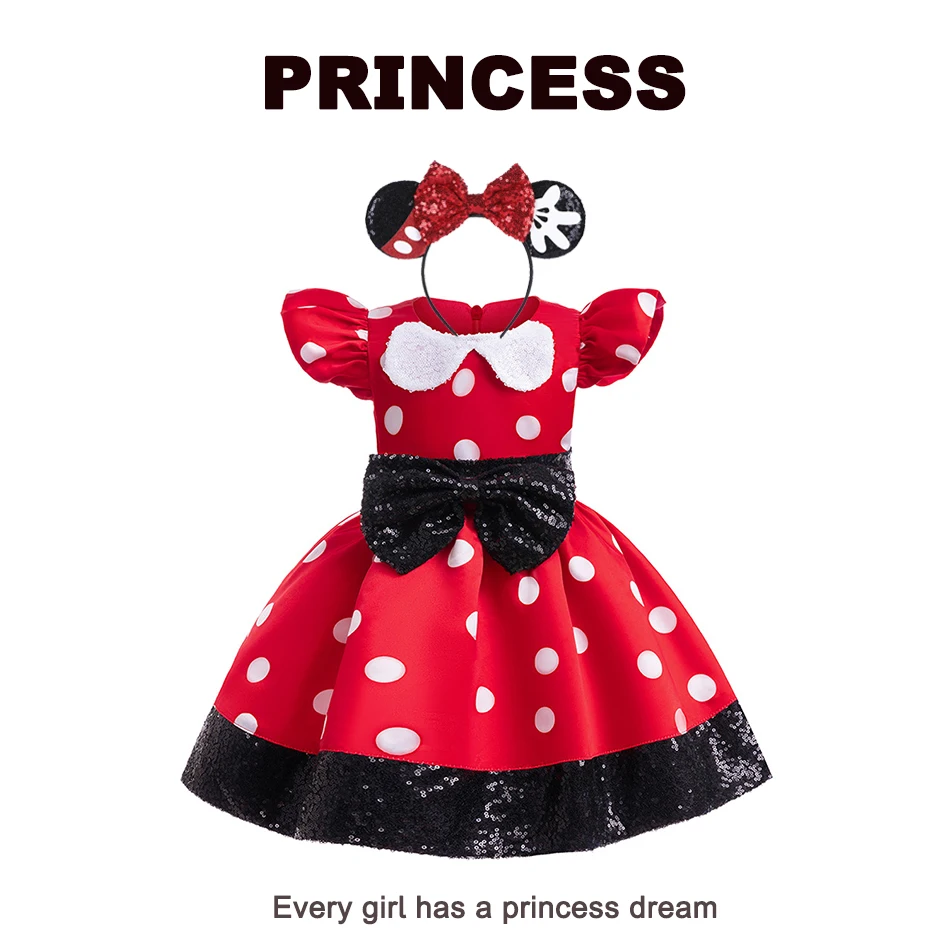 Hot Sell Minnie Princess Dress Cosplay Costume Fancy Party Frock Role Play Carnival Kids Halloween Outfits 12M-6T