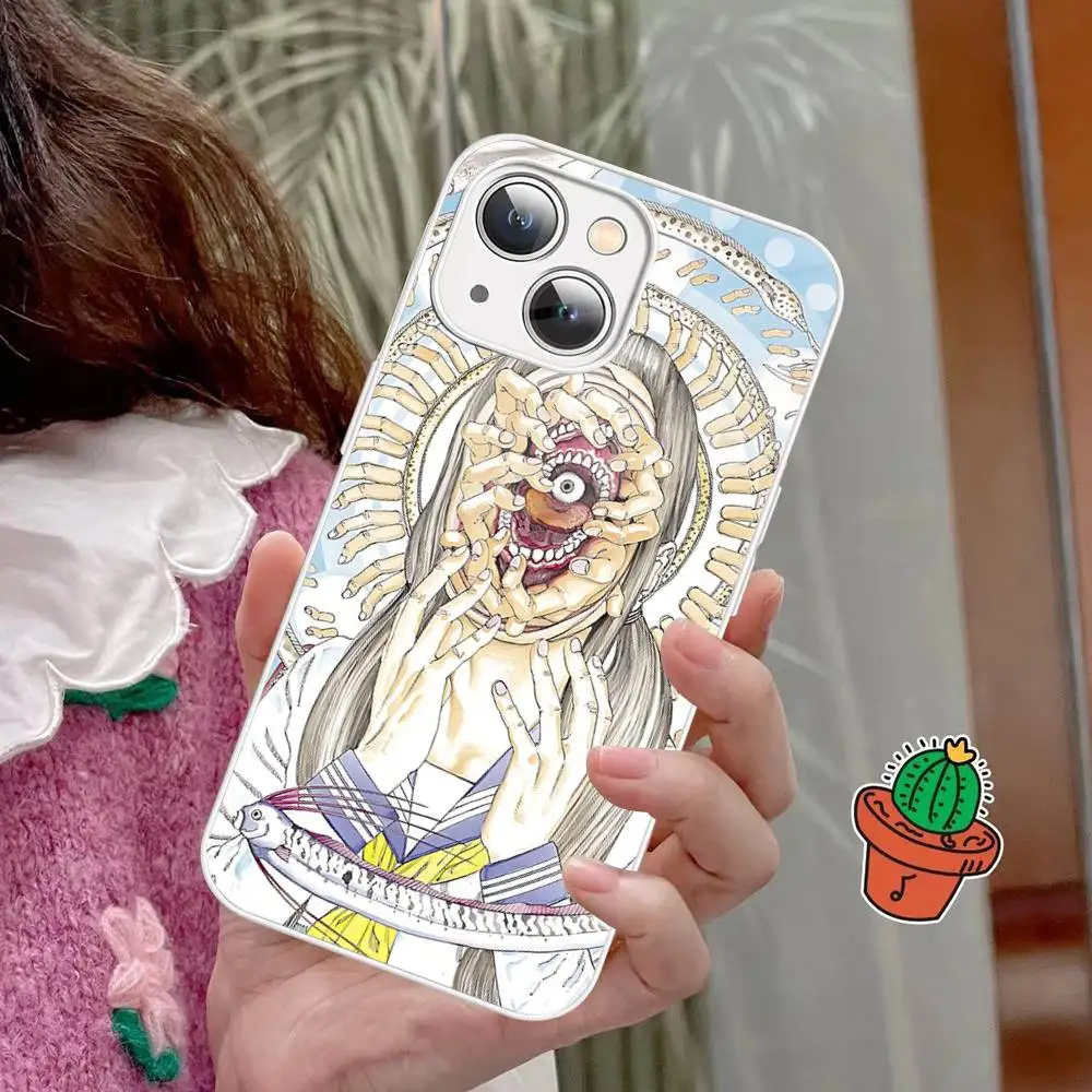 Shintaro Kago حافظة هاتف رعب من الزجاج المقسى لهاتف آيفون 14 13 12 11 Pro Mini XS MAX 14 Plus X XS XR