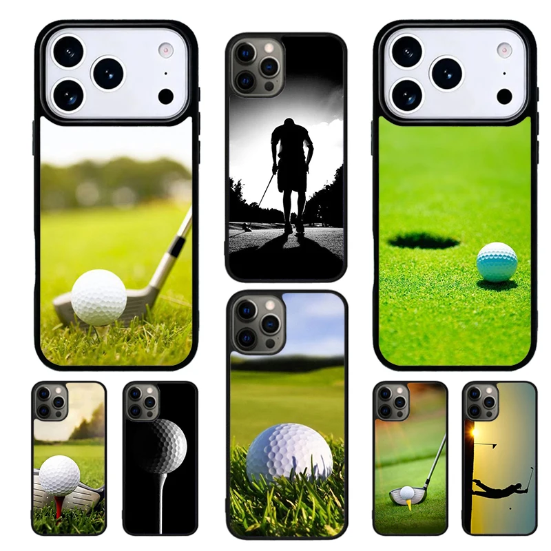 Funda de Teléfono con Diseño de Campo de Golf y Patrón de Celdas para iPhone 17 16 15 14 13 12 11 Pro Max Plus 16E 17 Air, Cubierta Suave