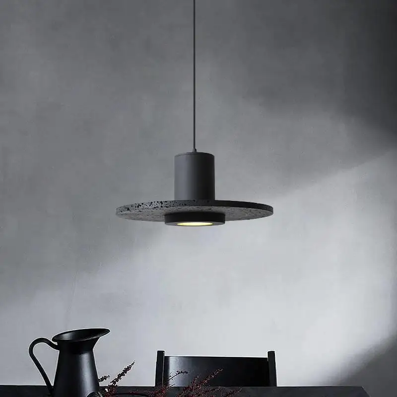 Black stone Volcanic Stone Pendant Lamp minimal design lamp For Dining Room Indoor night light Decoration Bedroom Bedside light