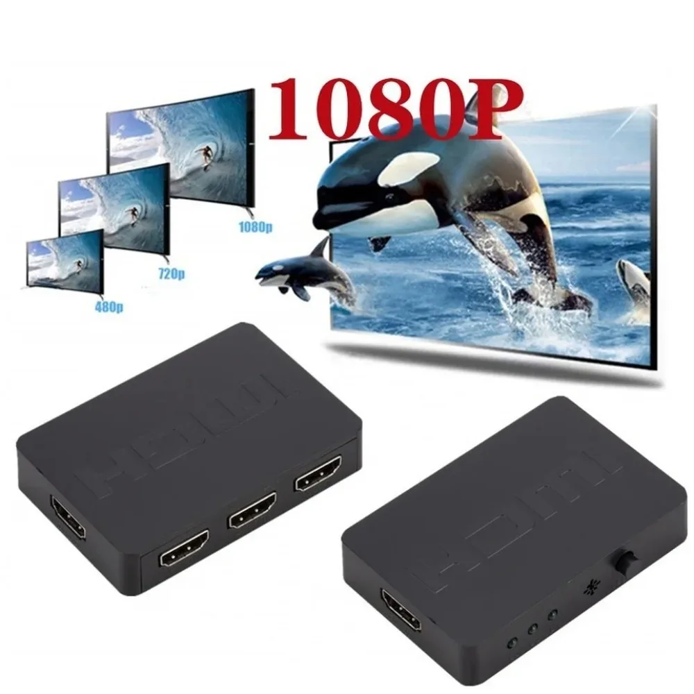 BGGQGG 3 Port HDMI-compatible Splitter Hub Box Auto Switch Remote Control 3 In 1 Out Switcher Hd 1080P For Hdtv Xbox360 Ps3