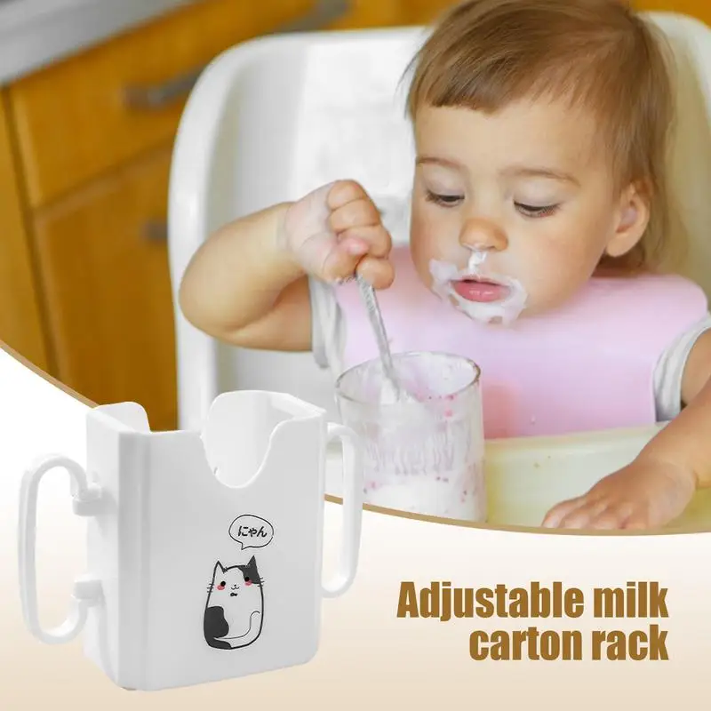 Juice Box Holder For Kids Milk Pouch Cup Holder Self-Feeding Food Pouch Milk Box Holder With Foldable Handle No Squeeze & No