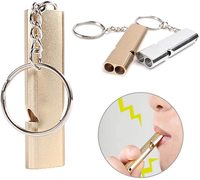 Dual Frequency Survival Whistle Flat Aluminum Alloy Double Tube Outdoor Training Pigeon Whistle Equipment Equipped EDC Tool