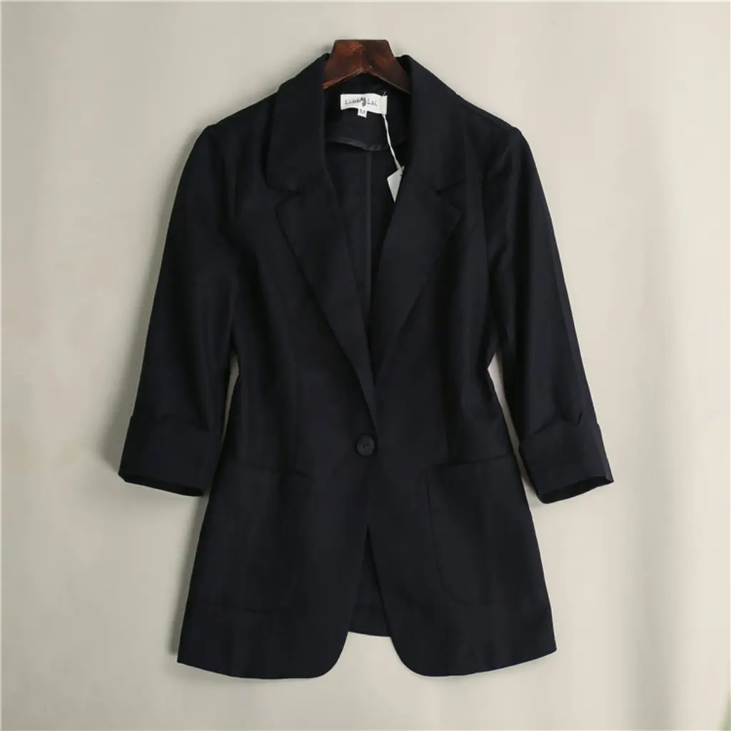 

Women's Thin Cotton Linen Suit Jacket Casual Loose Korean Style Summer Top Small Fit Fashionable Outerwear