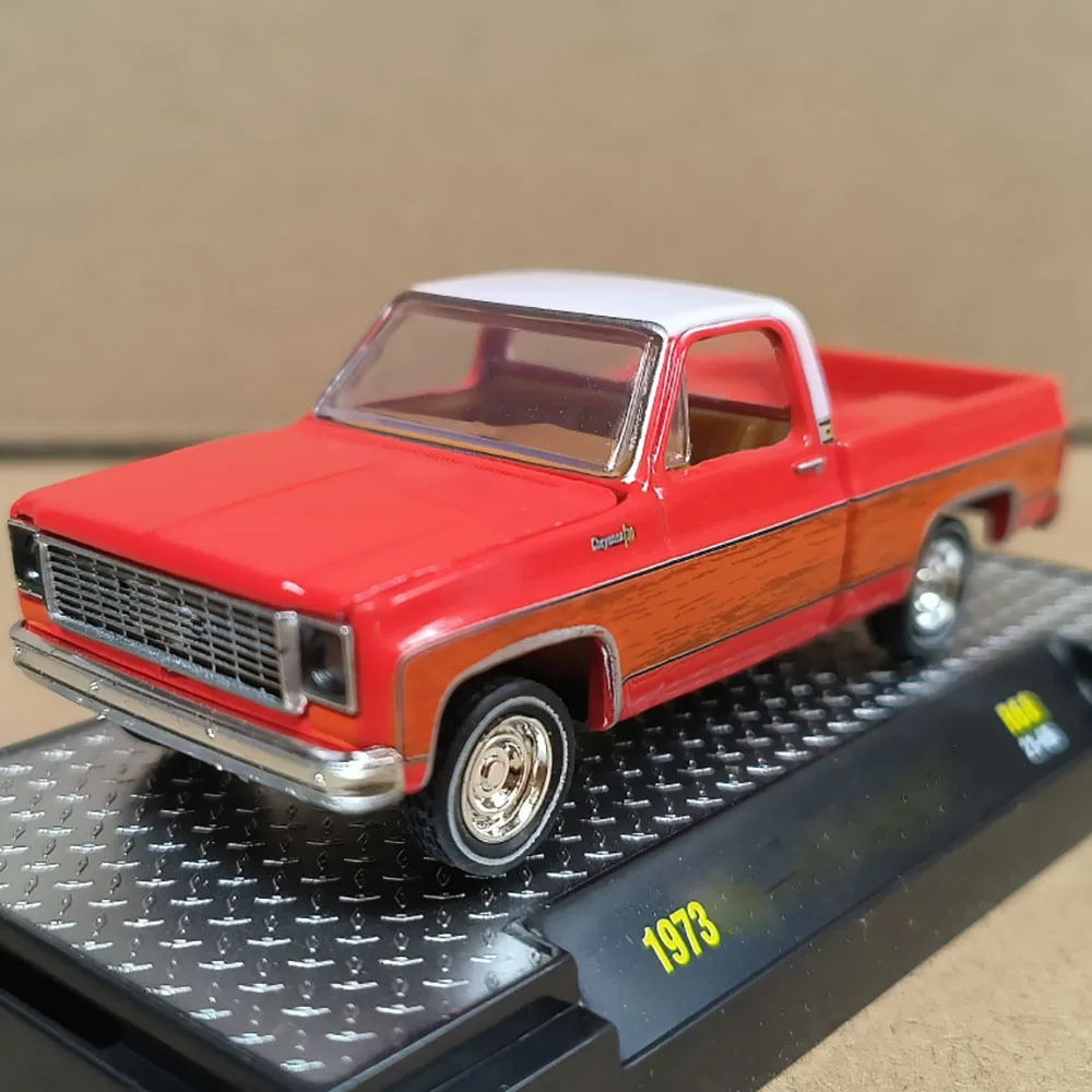 Diecast 1/64 Scale M2 Car Model 1973 Cheyenne  Pickup Alloy Car Model  Finished Simulation Motor Vehicle Model Gift Toy