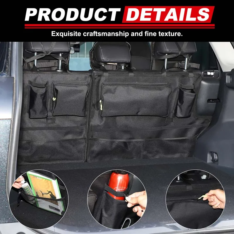 

2Pcs cloth black For Toyota RAV4 2020-2024 car rear seat back hanging bag storage bag car interior modification accessories