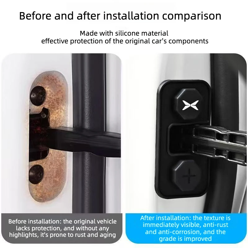 For XPeng G6 G9 X9 P7 P7+ Door Lock Buckle Limiter Protection Cover Shock‑Absorbing Silicone Pad Modified Upgrade Accessories