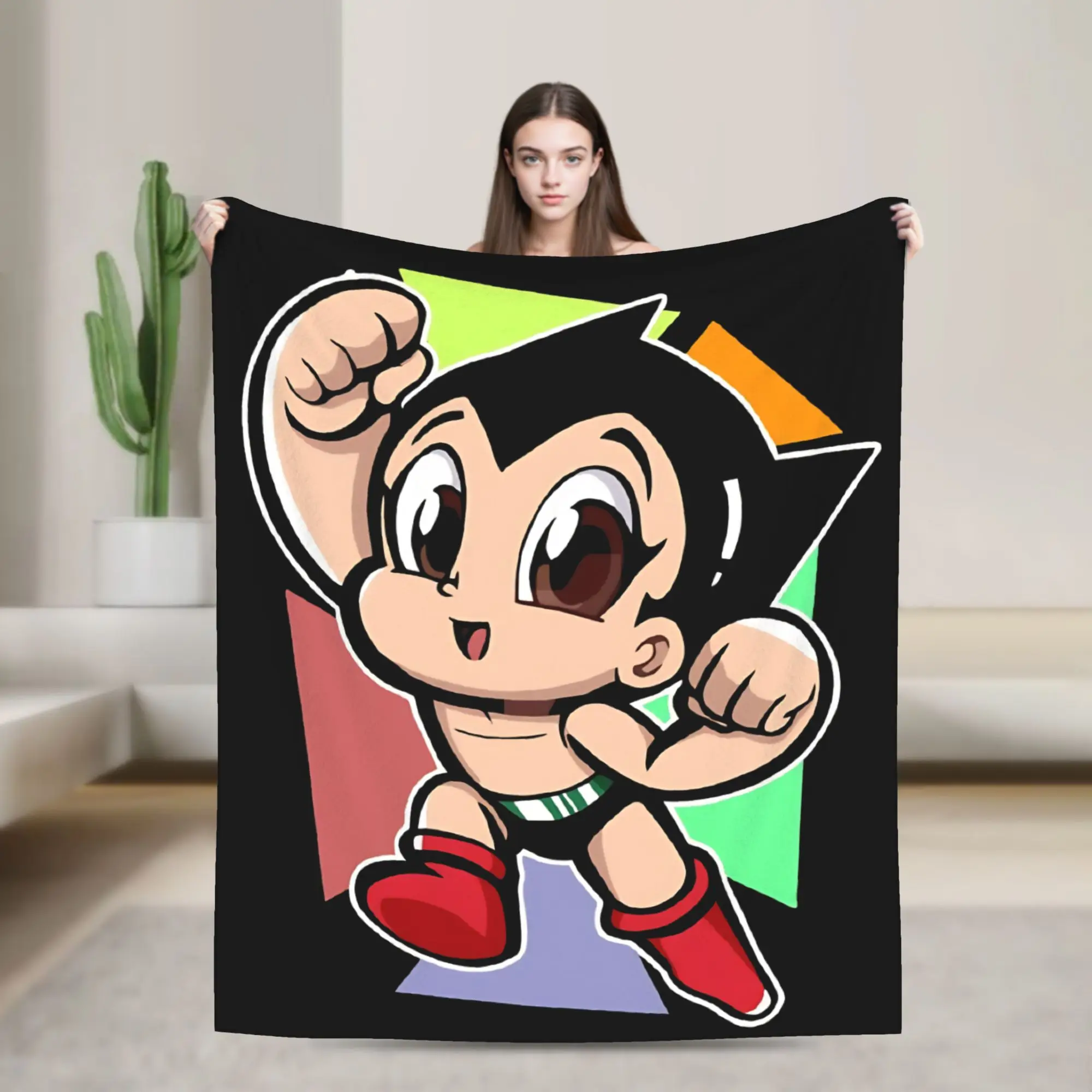 Astroboy Astro Boy Anime Blankets Fleece Spring/Autumn  Breathable Lightweight Throw Blankets for Bed Outdoor Plush Thin Quilt
