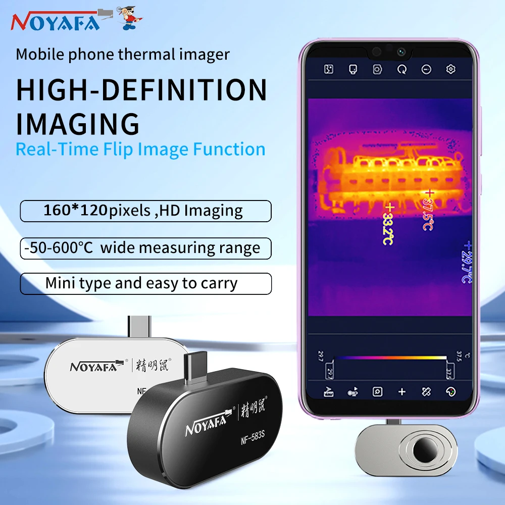 NOYAFA Infrared Thermal Imager 160x120 Mobile Thermal Imager Camera Industrial Inspection Heat Loss Detection for Android Phone