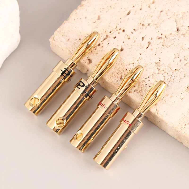 2PCS Gold-plated Copper Cross Banana Speaker Plug Connector Adapter Audio Banana Connectors For Speaker Wire Amplifiers