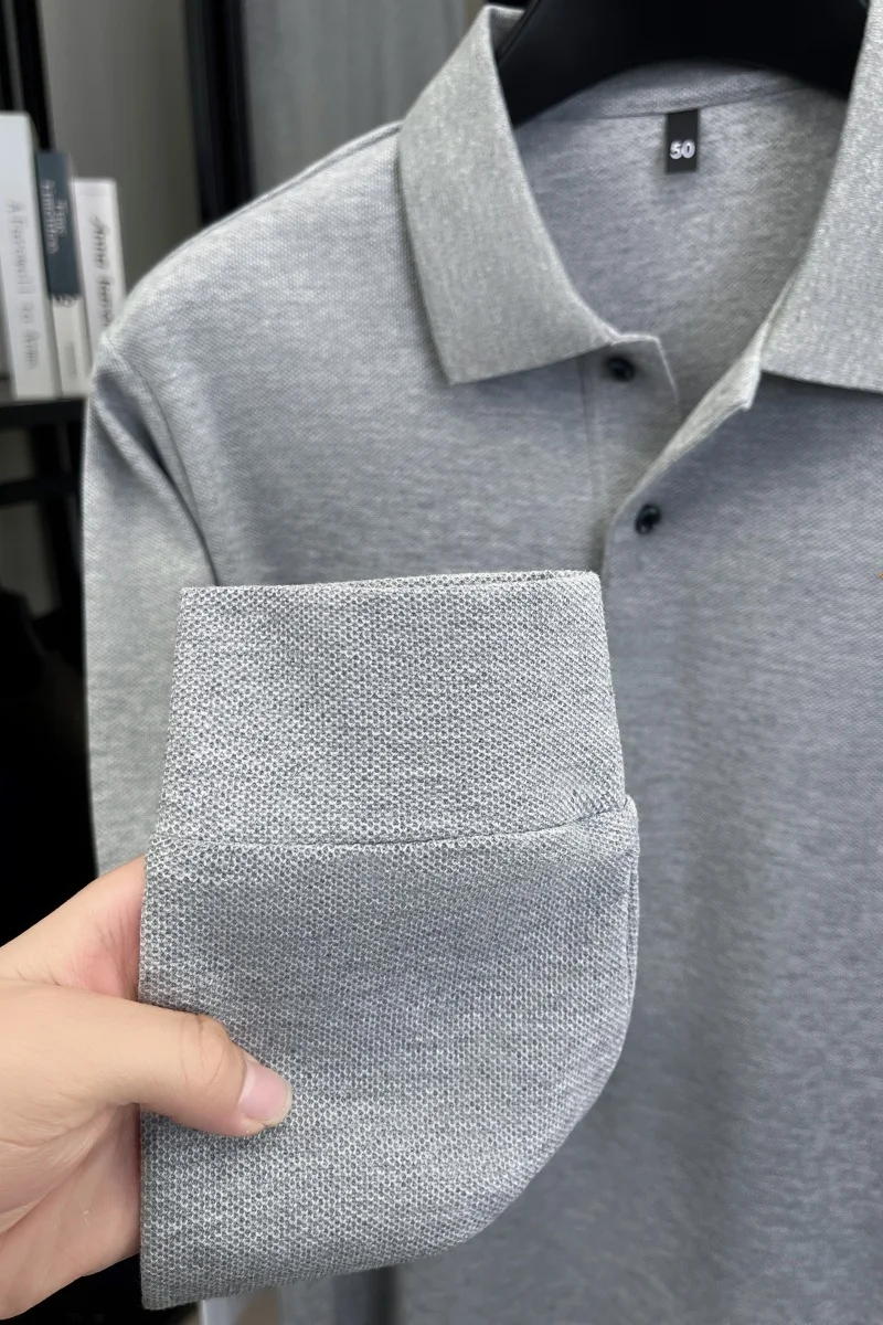 Original Marke Herren Poloshirt 100 Baumwolle Revers Hund Sticken Langarm T-Shirt Herbst Neue Business Casual Hübsche Herrenbekleidung – Detail 10