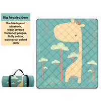 200x200cm Thickened Ethnic Pattern Picnic Blanket - Waterproof & Sandproof Camping Mat, Machine Washable w/Roll-Up Handle