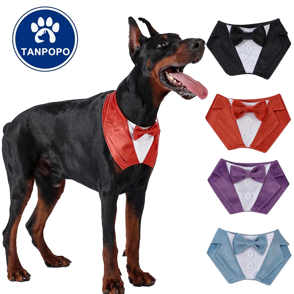 Dog Wedding Bandanas for Large Dogs Tuxedo Dog Suit with Bow Tie Adjustable Dog Tux Dog Costumes  Engagement Birthday Pet's Gift