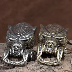Bear Head Brass Buckle EDC Outdoor DIY Woven Paracord Survival Bracelets Supplies Accessories Retro Umbrella Rope Lanyard Beads