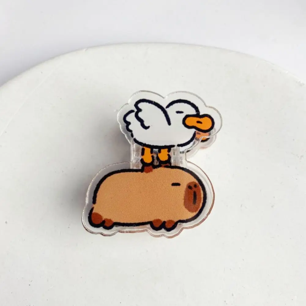 Lovely PP Cartoon Capybara Clip Acrylic Stationery Capybara Paper Clip Creative Animal Style Cute Capybara Photo Clip Scrapbook