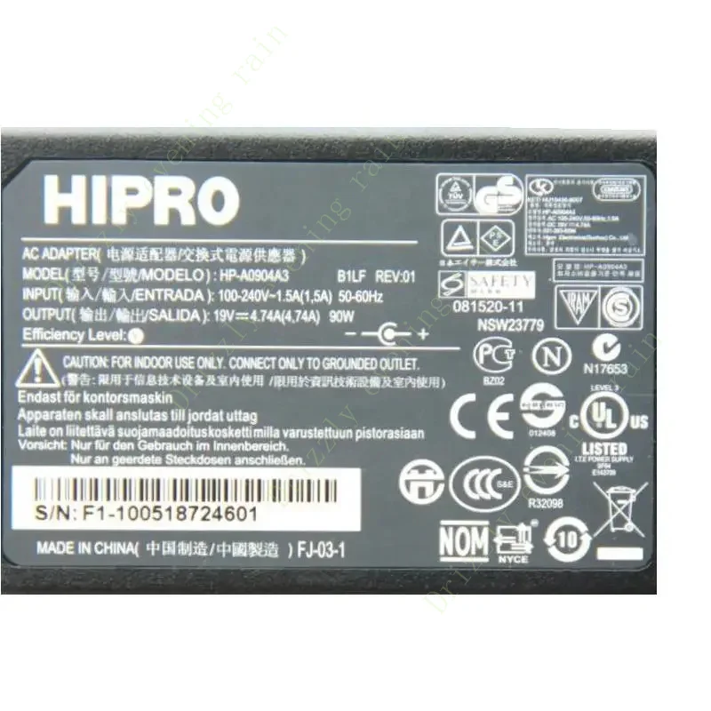 Original laptop charger for Acer 19v 4.74a 90W V5-561G 4741G R7-571G 5532 Hipro HP-A0904A3 power supply AC adapter PA-1900-34