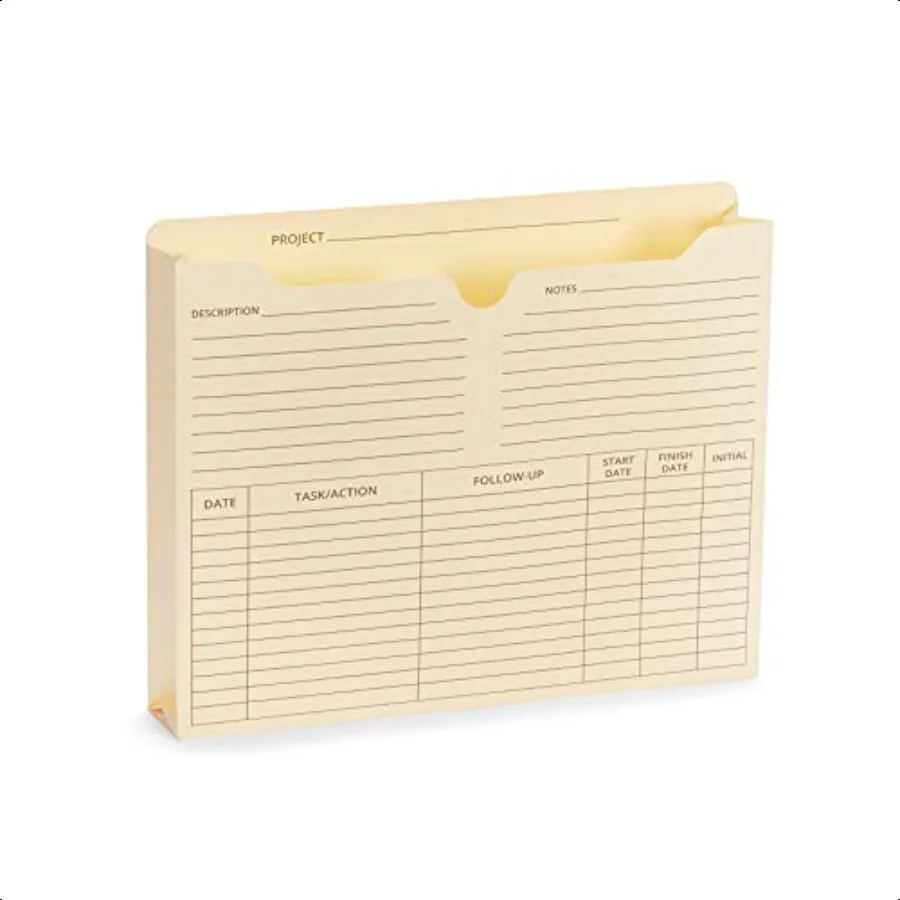

50 Project File Folders Reinforced Straight Cut Tab 2 Inch Expansion Pocket Preprinted Project Management Folde Letter Size Man