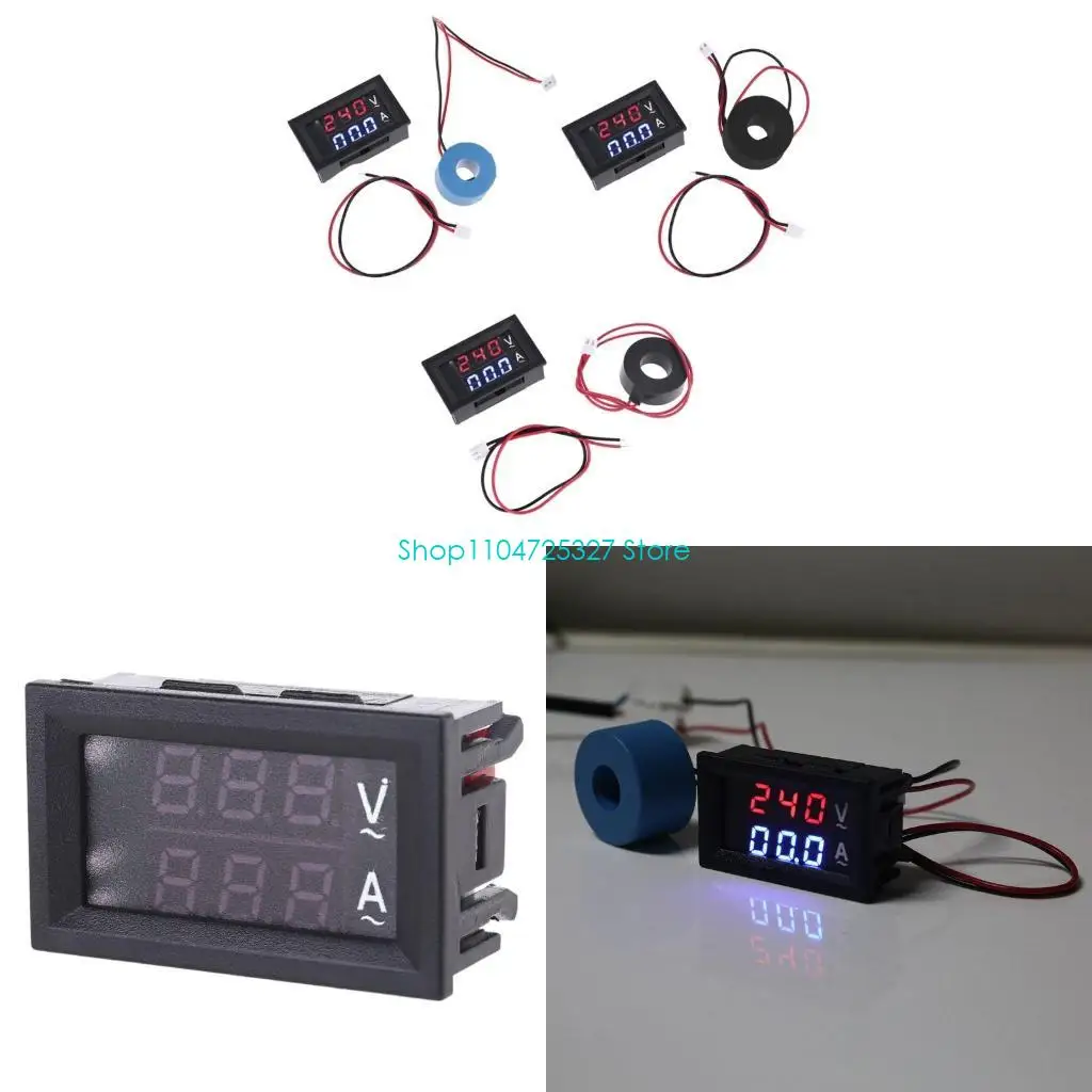 

D8KF 0.28" AC 60-500V Digital Current Gauge Meter Voltmeter Ammeter 10/50/100A