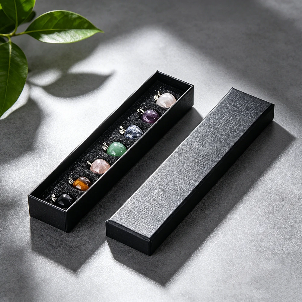 7 Chakra Natürlicher Kristall-Apfel Ornament-Set 7 Farben Roher Stein Friedensfrucht Meditations-Heilungs-Mineralien-Box Desktop-Deko Geschenk – Detail 2