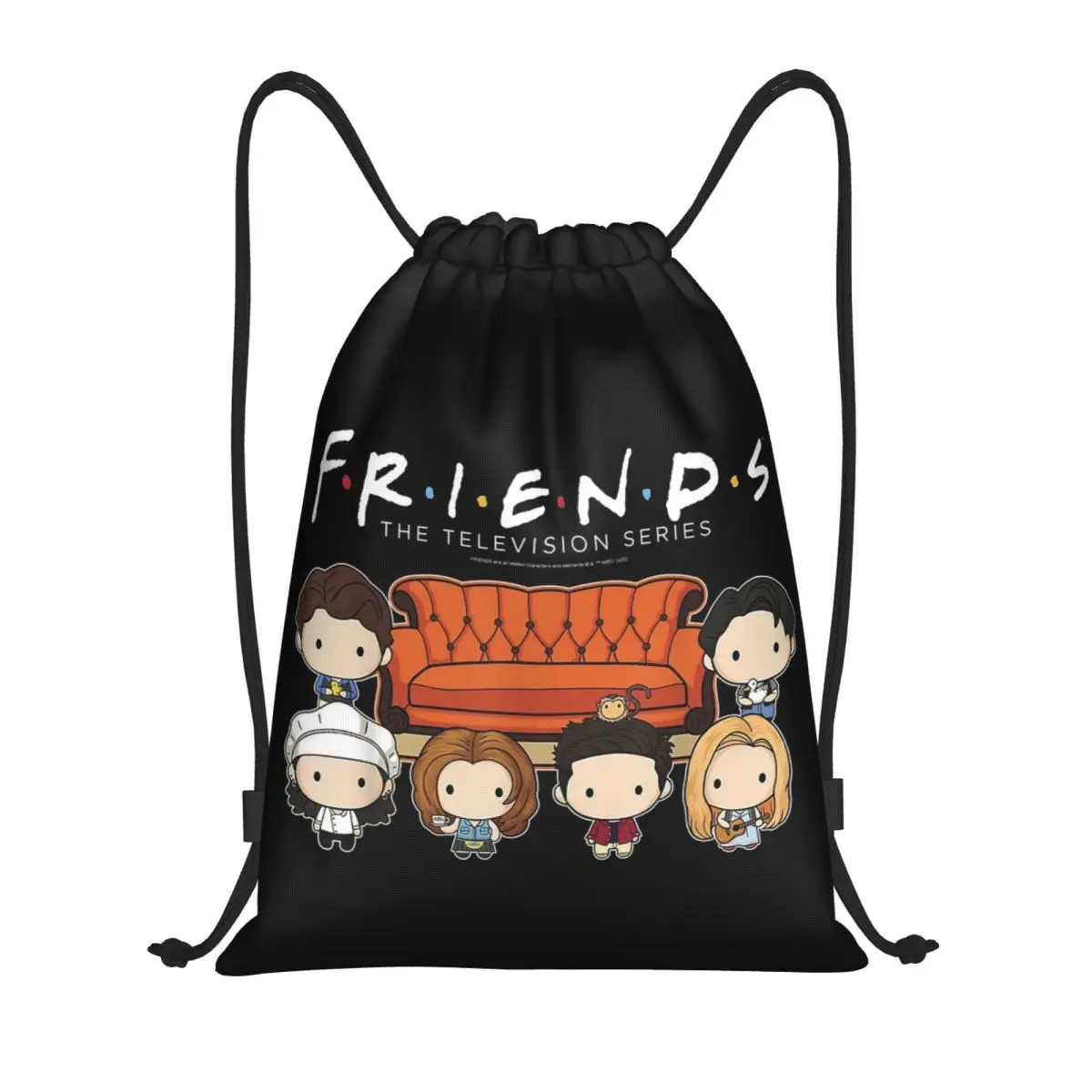 

Friends Chibi Couch Crew Drawstring Backpack Sports Gym Sackpack String Bags for Yoga