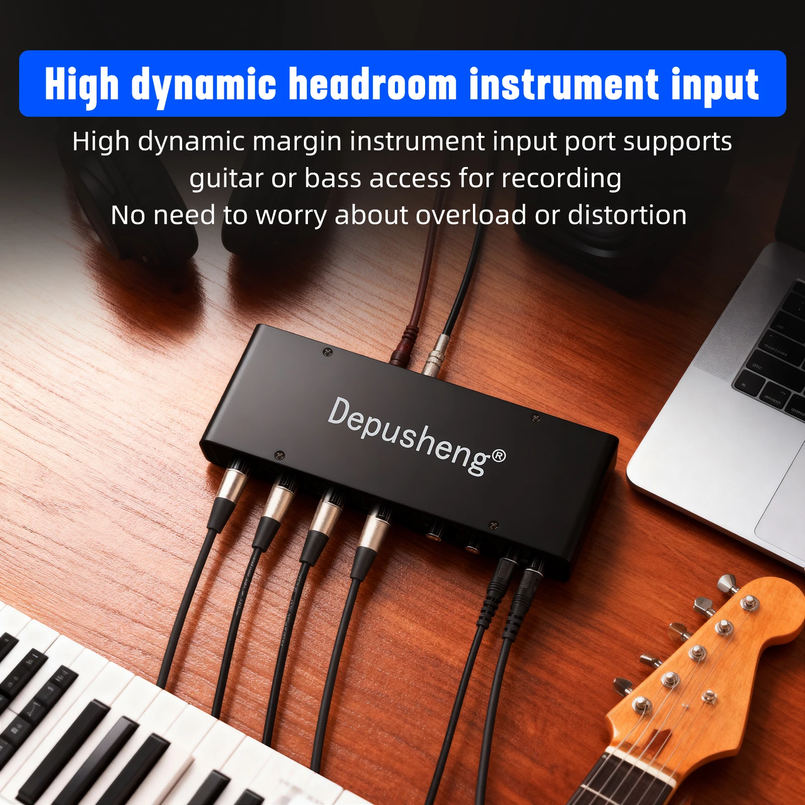 MQ22/44 ASIO Audio Professionelle Soundkarte 2/4-Kanal USB-Audio-Interface für Live-Aufnahmen – Detail 7