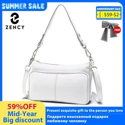 Zency Women's Handbag 100% Genuine Leather Ladies Shoulder Crossbody Messenger Bag Fashion Hobos Black High Quality